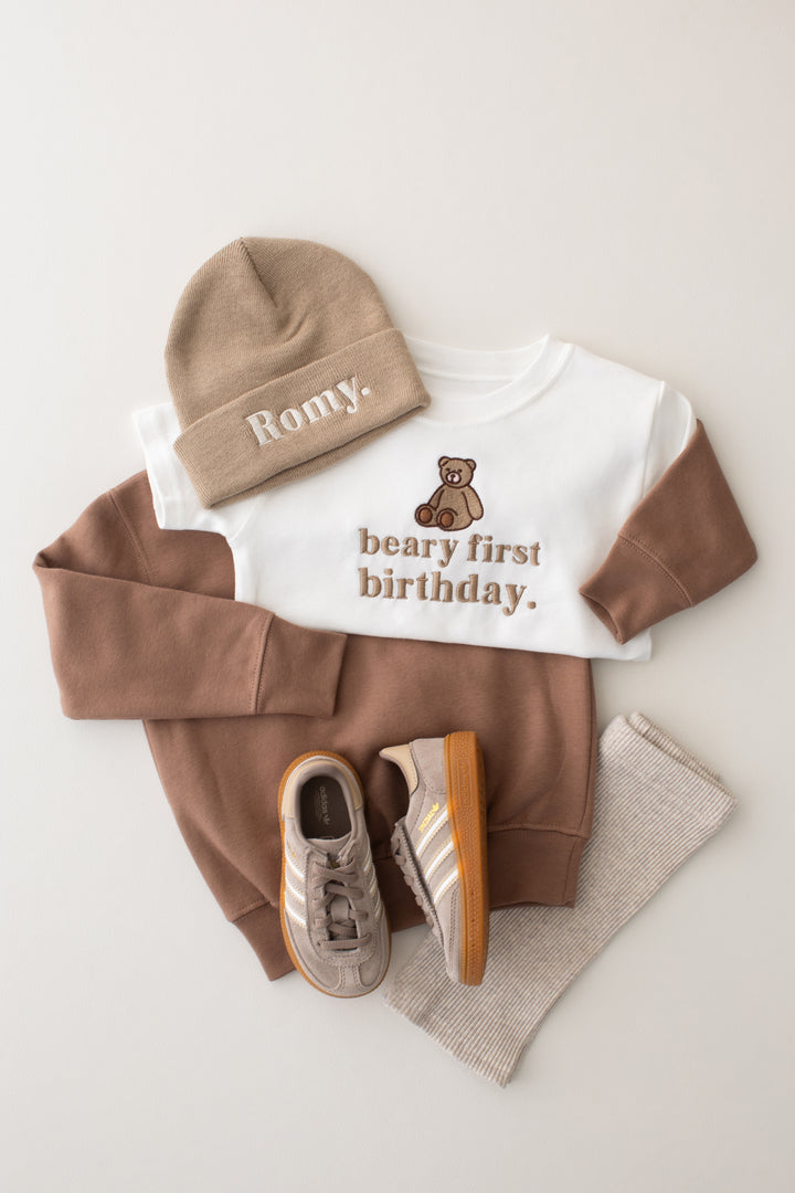 Beary First Birthday Tshirt - Embroidered Classic