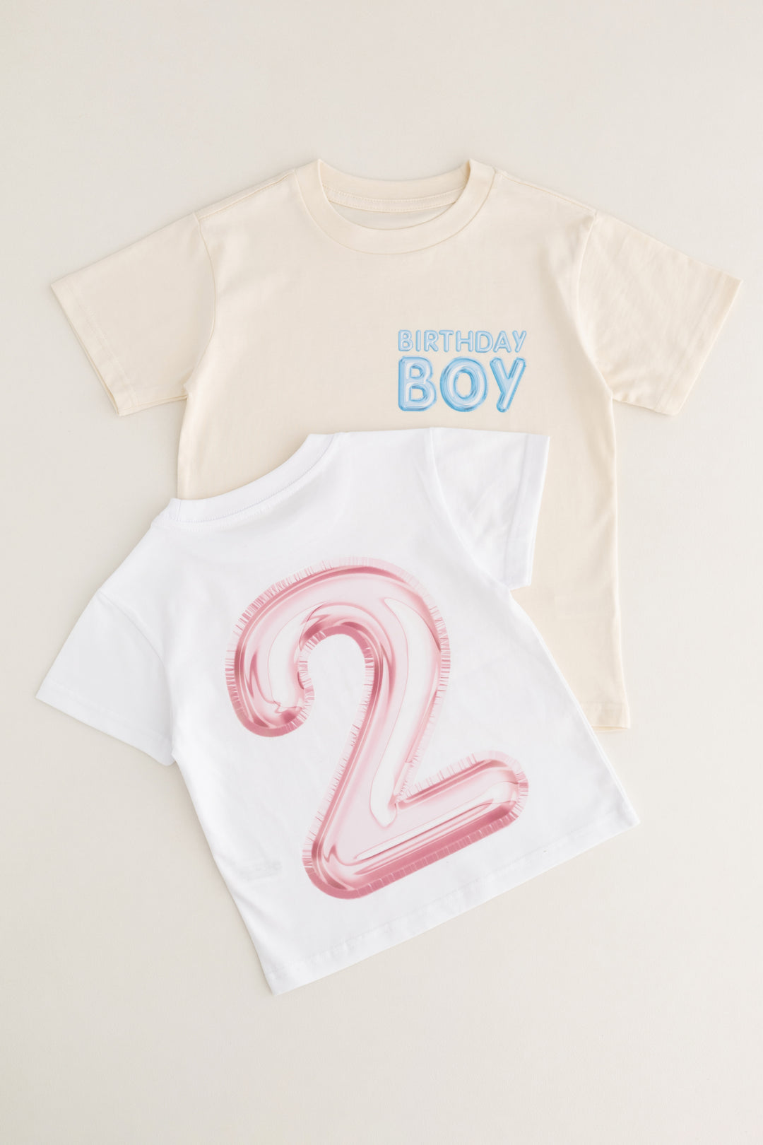 Balloon Birthday Tshirt Blue & Pink - Print