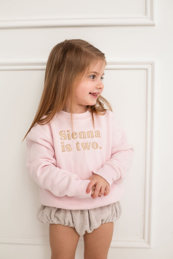Birthday Sweatshirt - two sided embroidery
