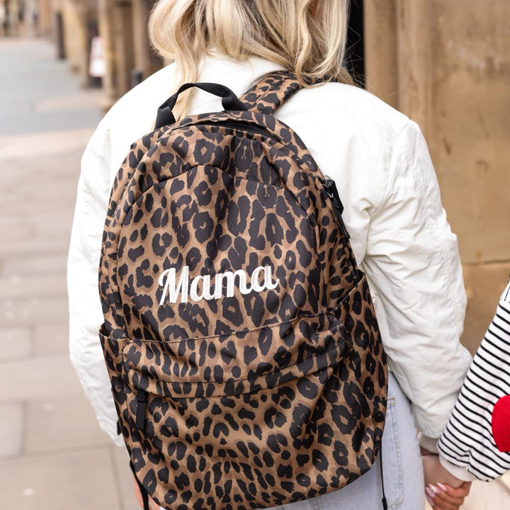 Leopard Print - Full Size Backpack - Emroidered