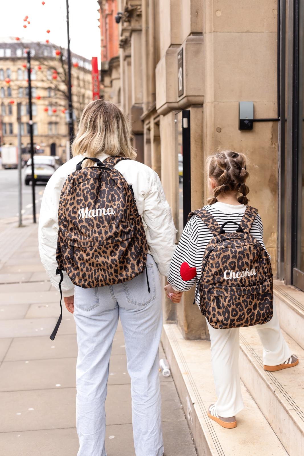 Leopard Print - Full Size Backpack - Emroidered