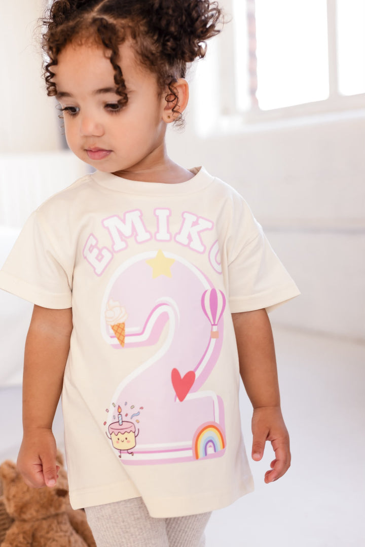 Fun Birthday Tshirt Pink & Blue - Print