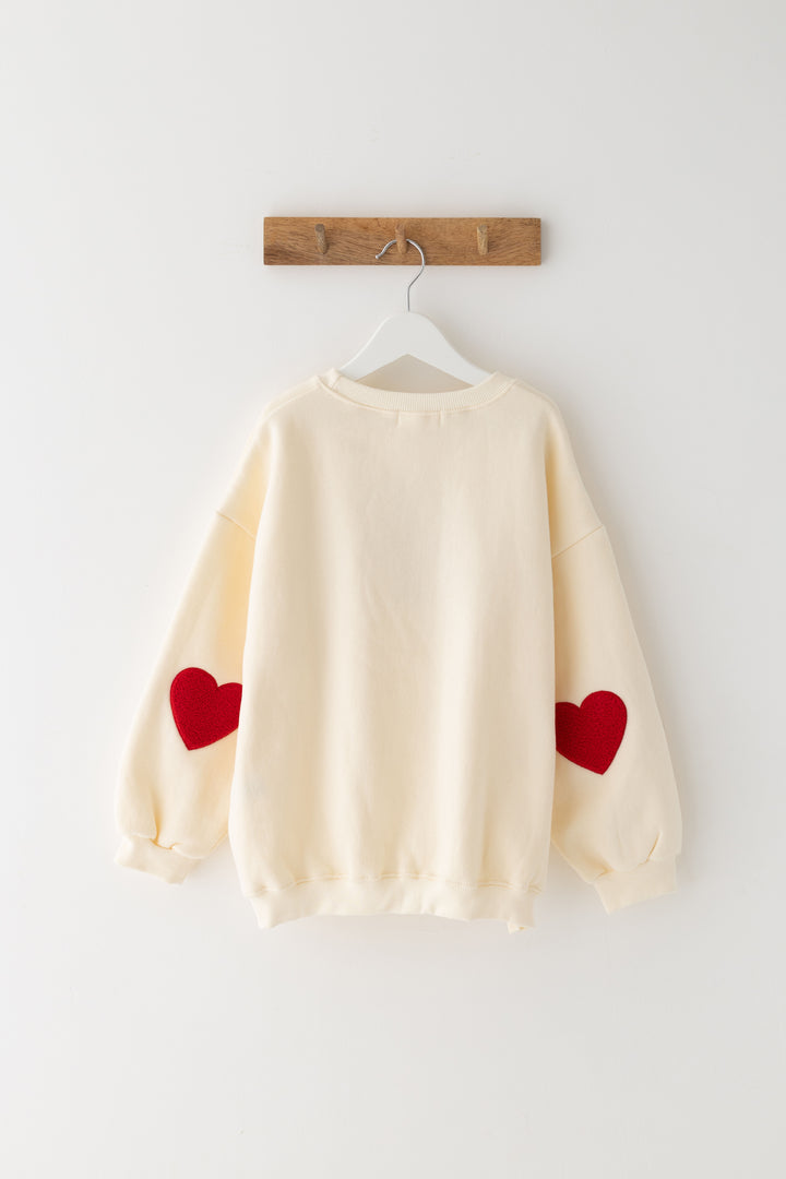 Candy Cane Initial Heart Sleeve Sweatshirt - Embroidered