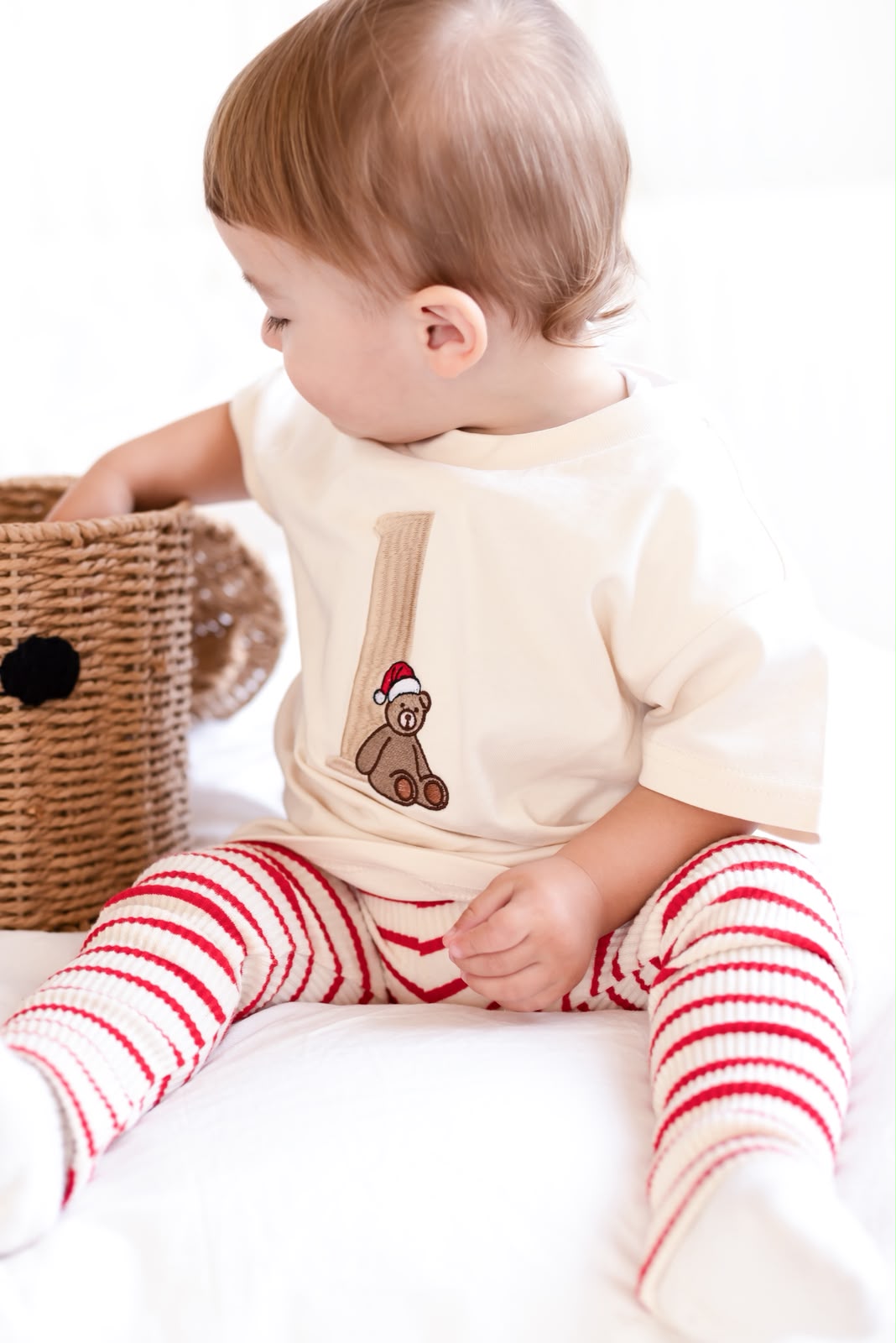 Christmas Bear Birthday Tshirt - Embroidered