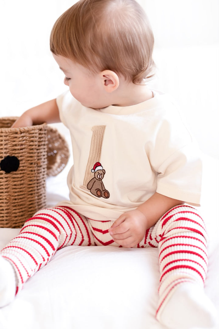 Christmas Bear Birthday Tshirt - Embroidered