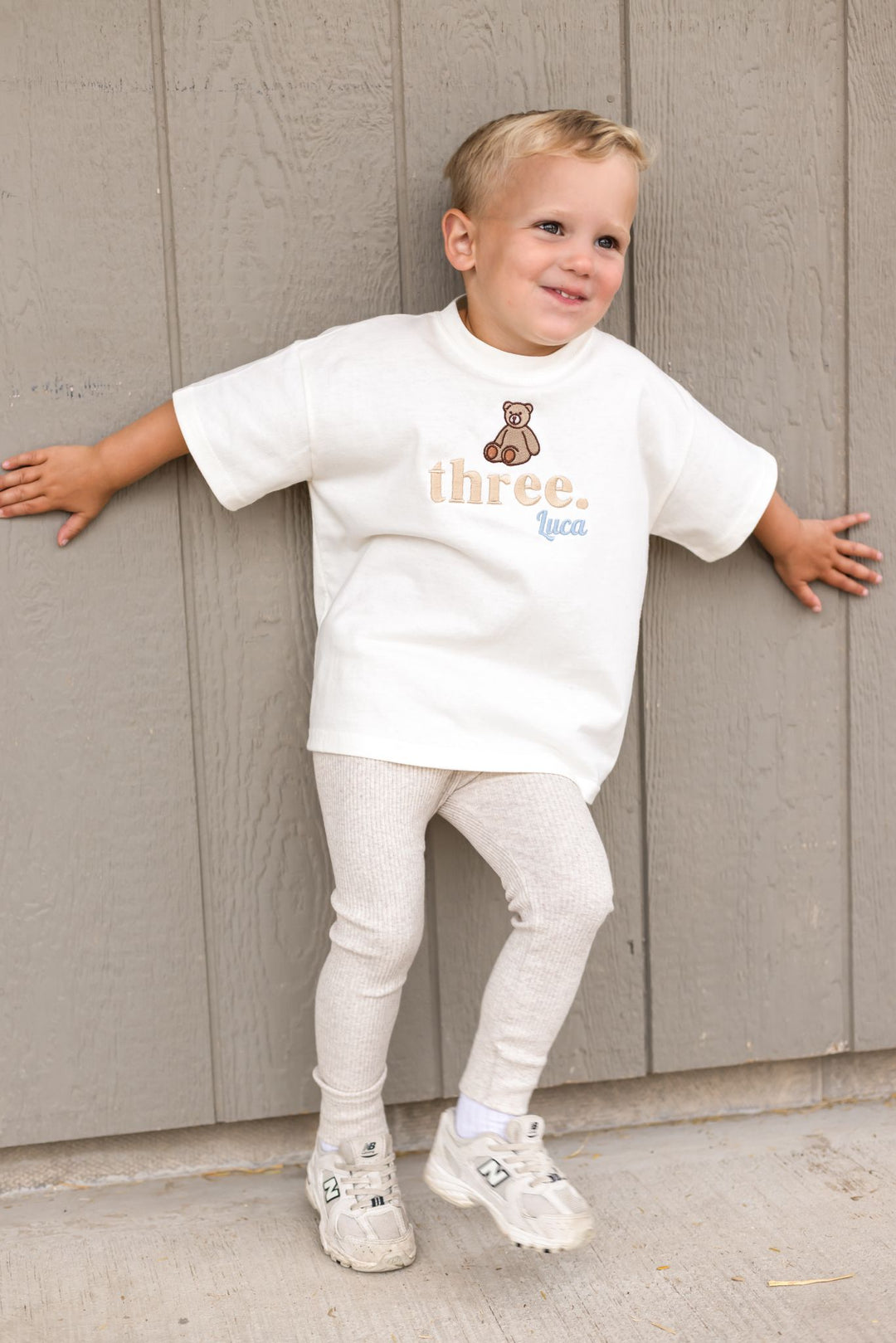 Bear Birthday Name Tshirt - Embroidered