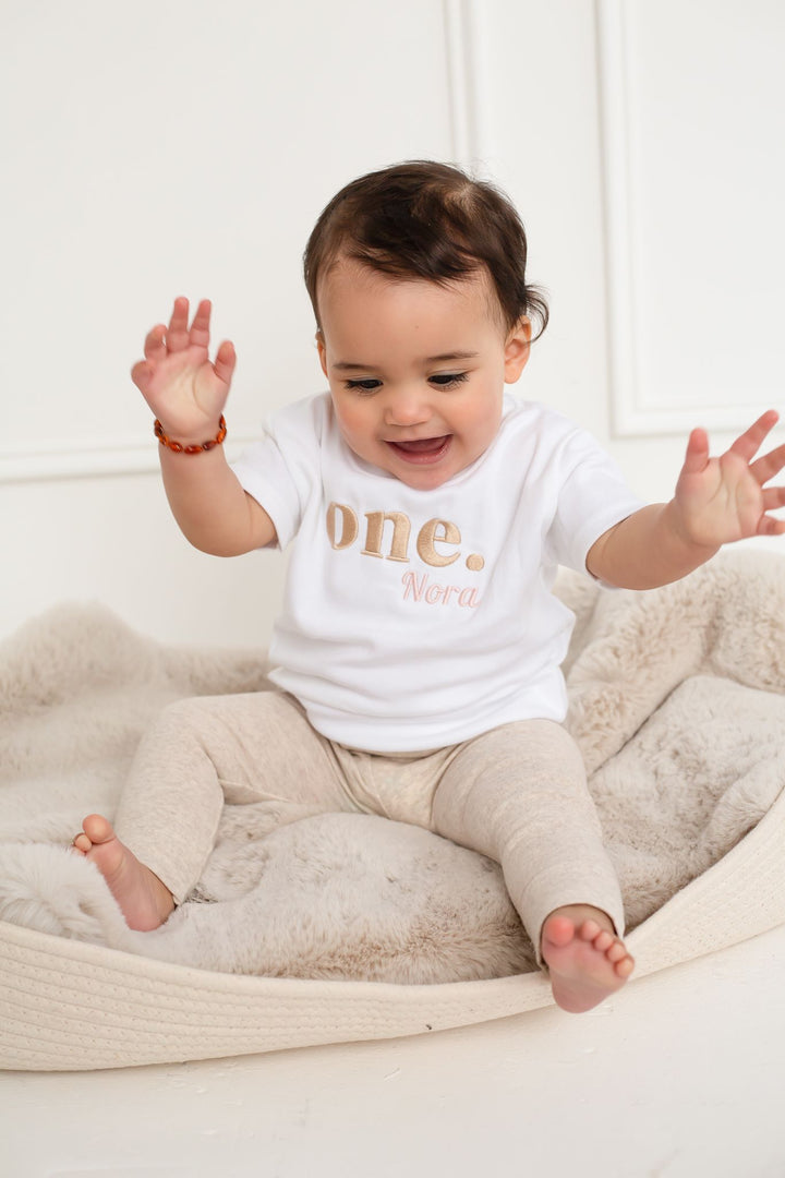 Name &  Age classic Tshirt - Embroidered