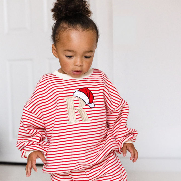 Oversized Santas Hat Stripe Fleece Tracksuit - Embroidered