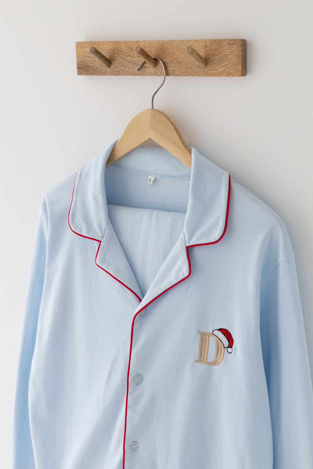 Sleigh Blue Women's matching PJ set - Initial Santas Hat embroidery