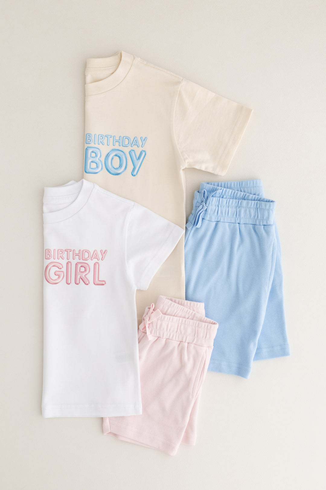 Balloon Birthday SHORT SET Blue & Pink - Print