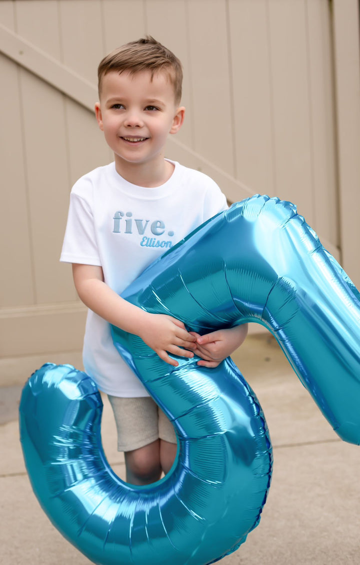 Name &  Age classic Tshirt - Embroidered