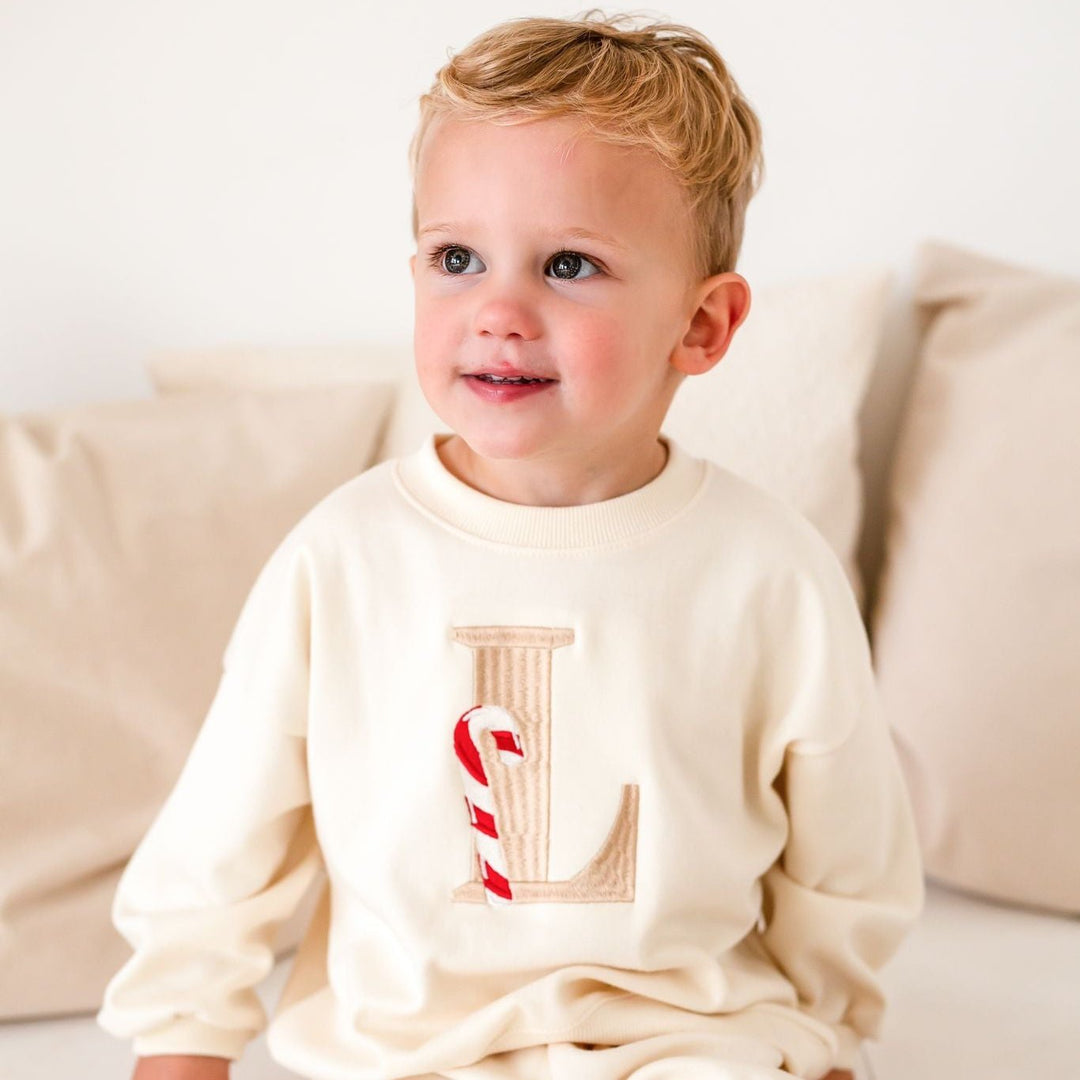 Candy Cane Initial Personalised Tracksuit - Embroidered