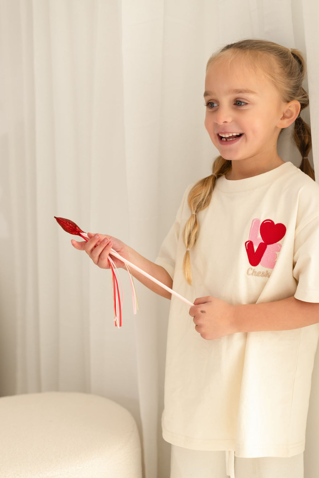 Personalised Childrens Matching Vanilla Love Tshirt - Embroidered