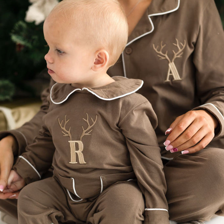 Antler Rompersuit with white trim - Embroidered