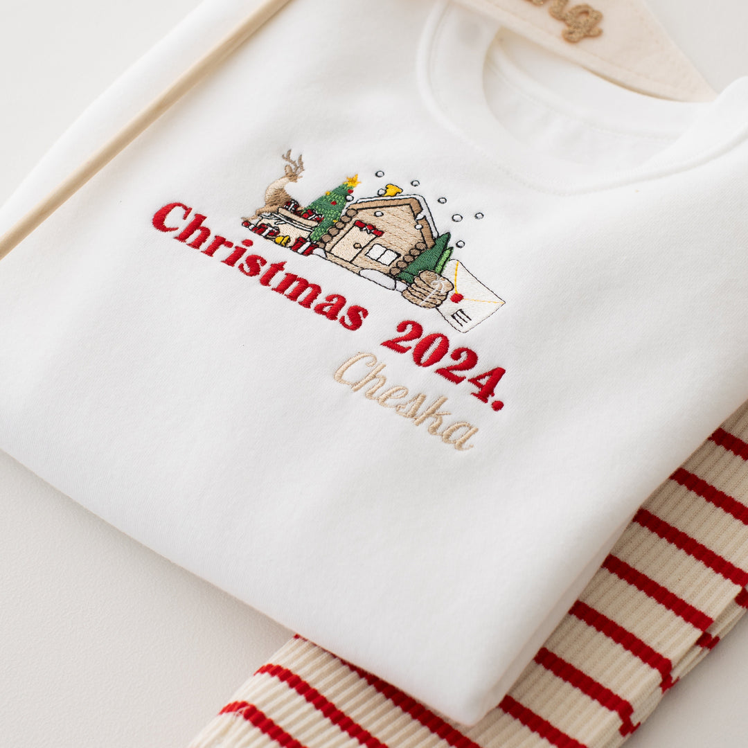 Christmas 2026 White Sweatshirt - Embroidered