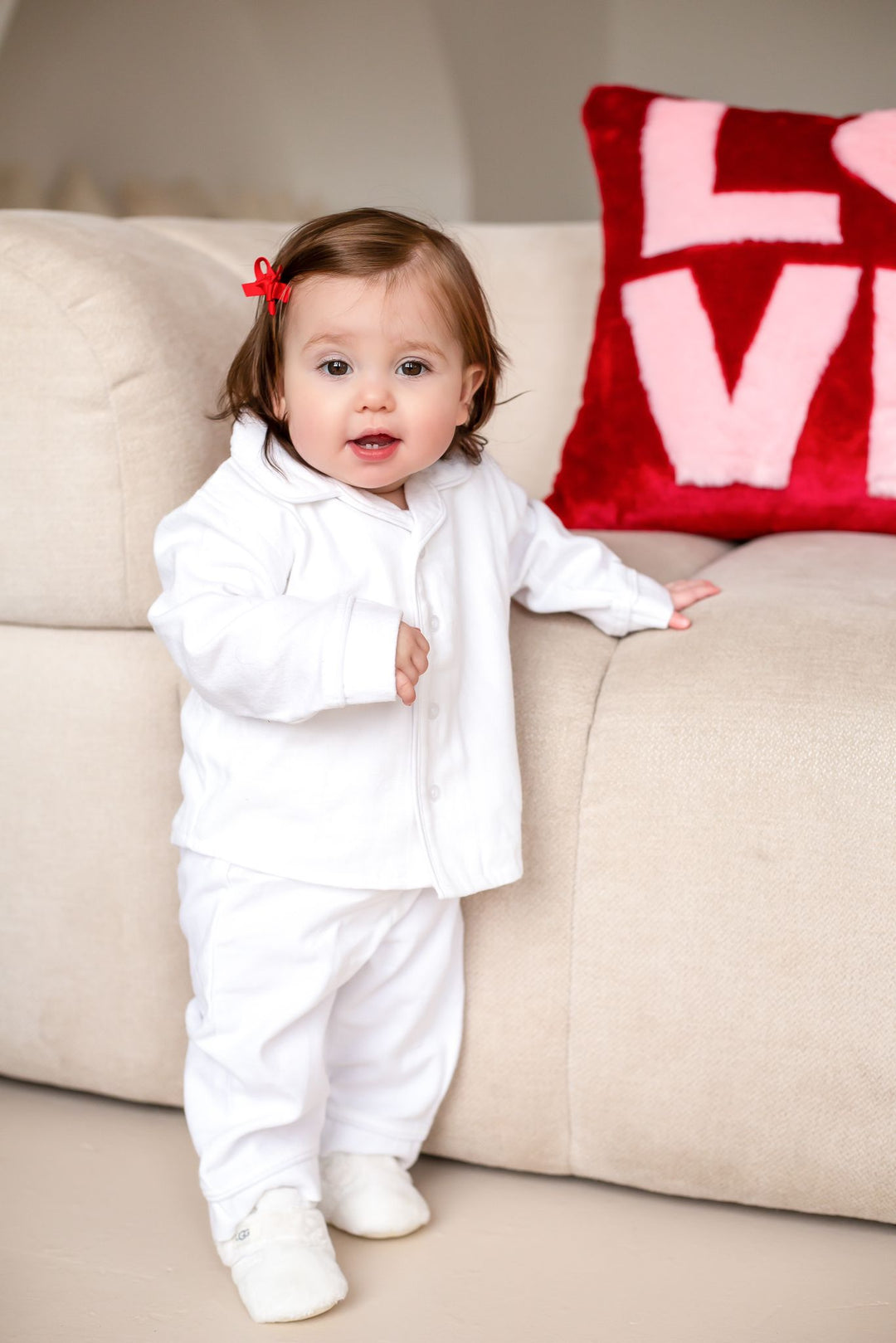 First Valentines Button up Set - Embroidered
