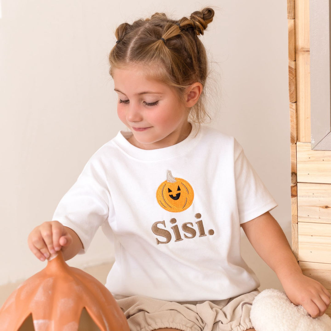 Pumpkin Name Tshirt - Embroidered Classic