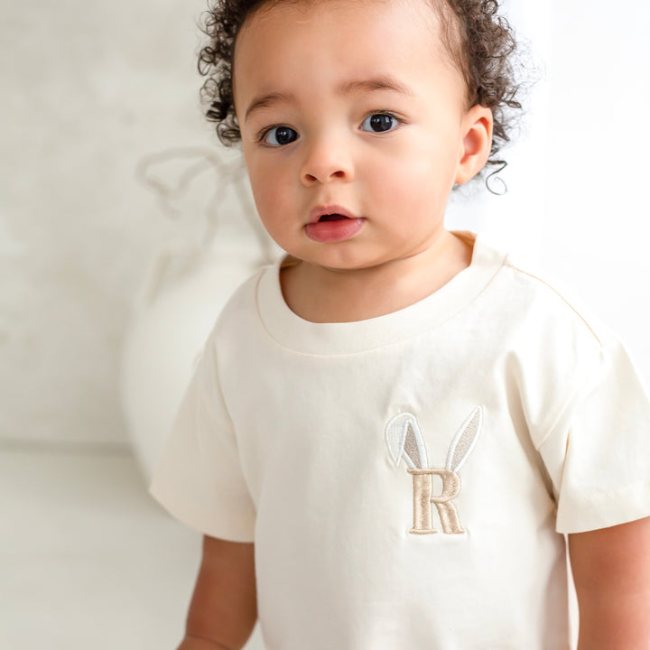 Bunny Initial Vanilla Tshirt - Embroidered