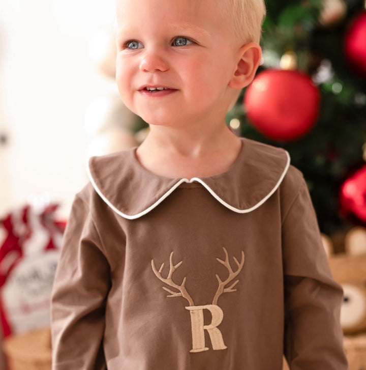 Antler Rompersuit with white trim - Embroidered