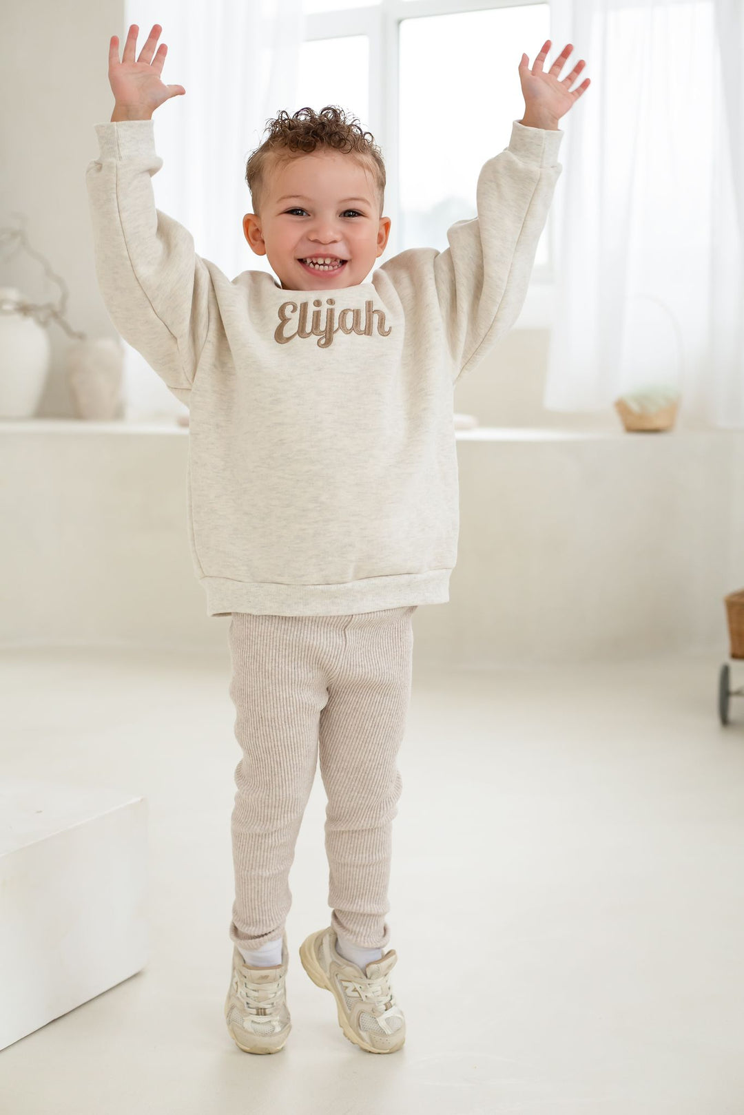 Oatmilk Oversized Sweatshirt - Italic Embroidery