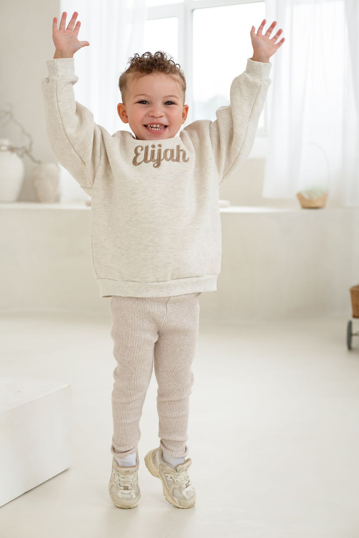 Oatmilk Oversized Sweatshirt - Italic Embroidery