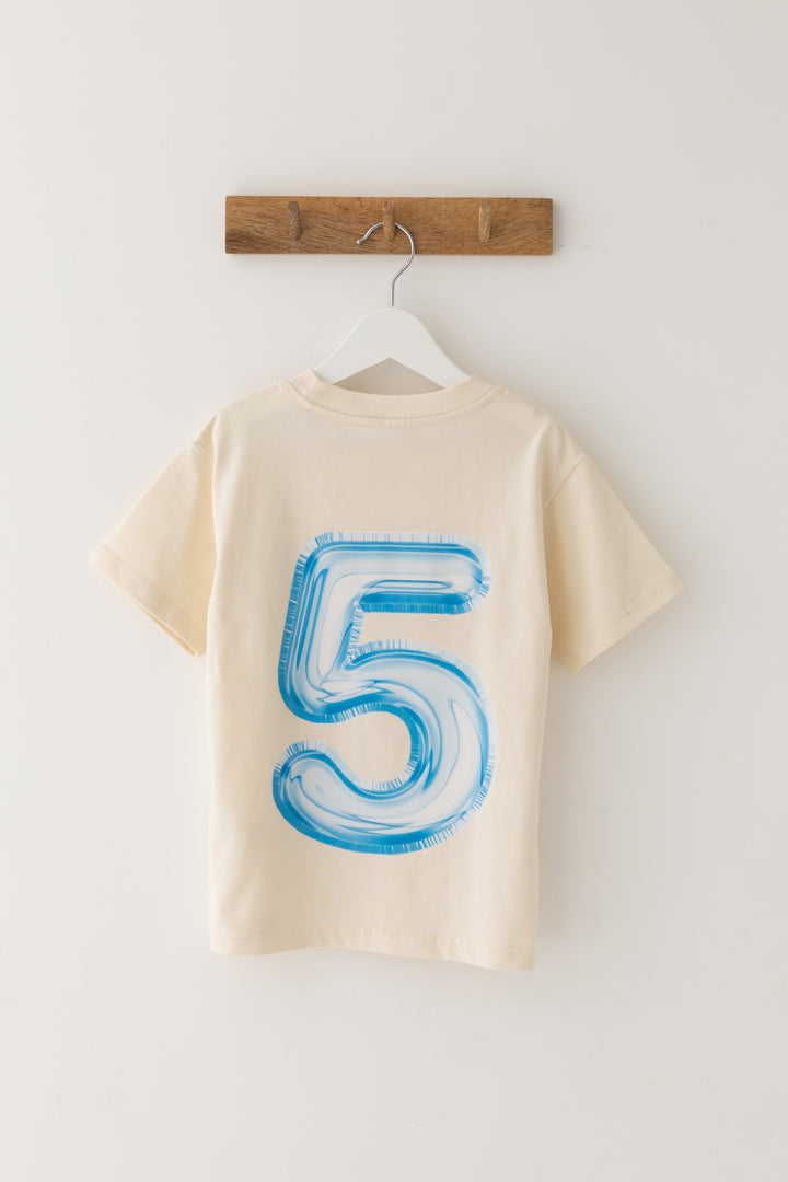 Balloon Birthday Tshirt Blue & Pink - Print