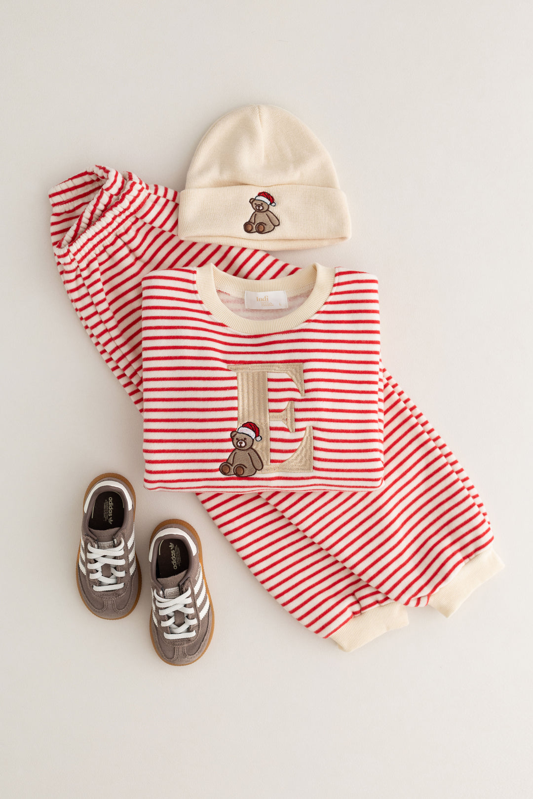 Oversized BEAR Initial Stripe Fleece Tracksuit - Embroidered