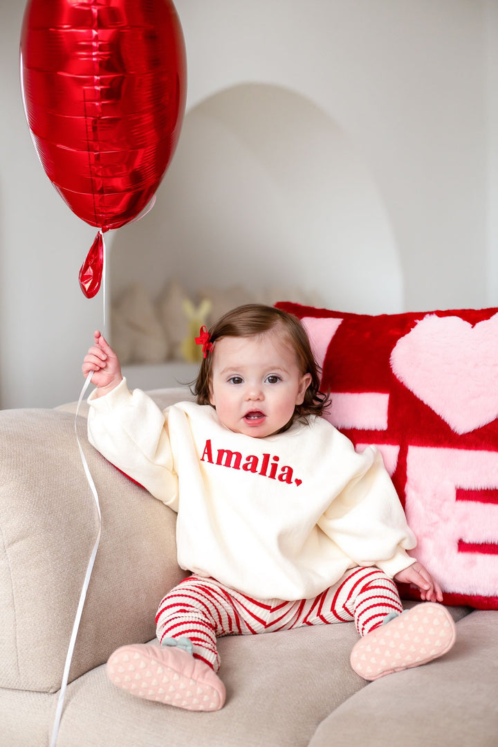 Fleece Vanilla Heart Sweatshirt - Embroidered (name)