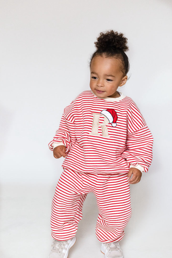 Oversized Santas Hat Stripe Fleece Tracksuit - Embroidered