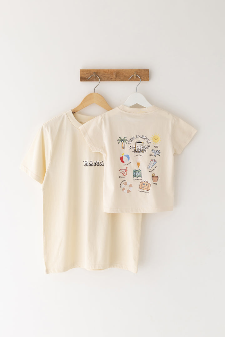 Holiday Adult Matching Bucket List Vanilla T-Shirt - Print