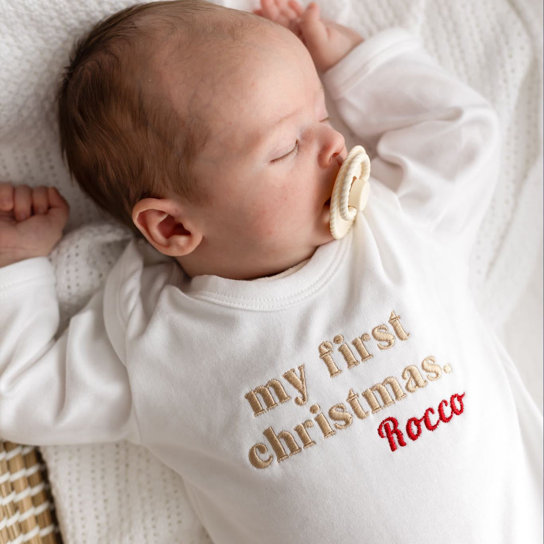 My First Christmas Personalised Romper suit - Embroidered