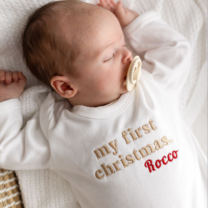 My First Christmas Personalised Romper suit - Embroidered