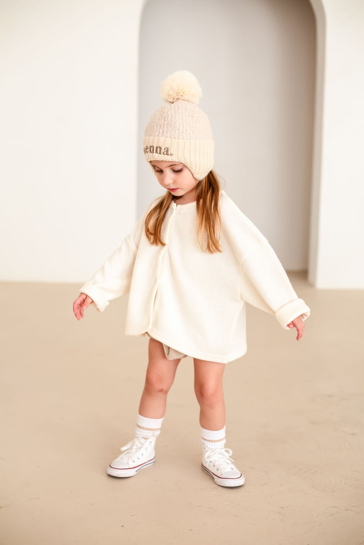 Cream Soft Cardigan - Embroidered