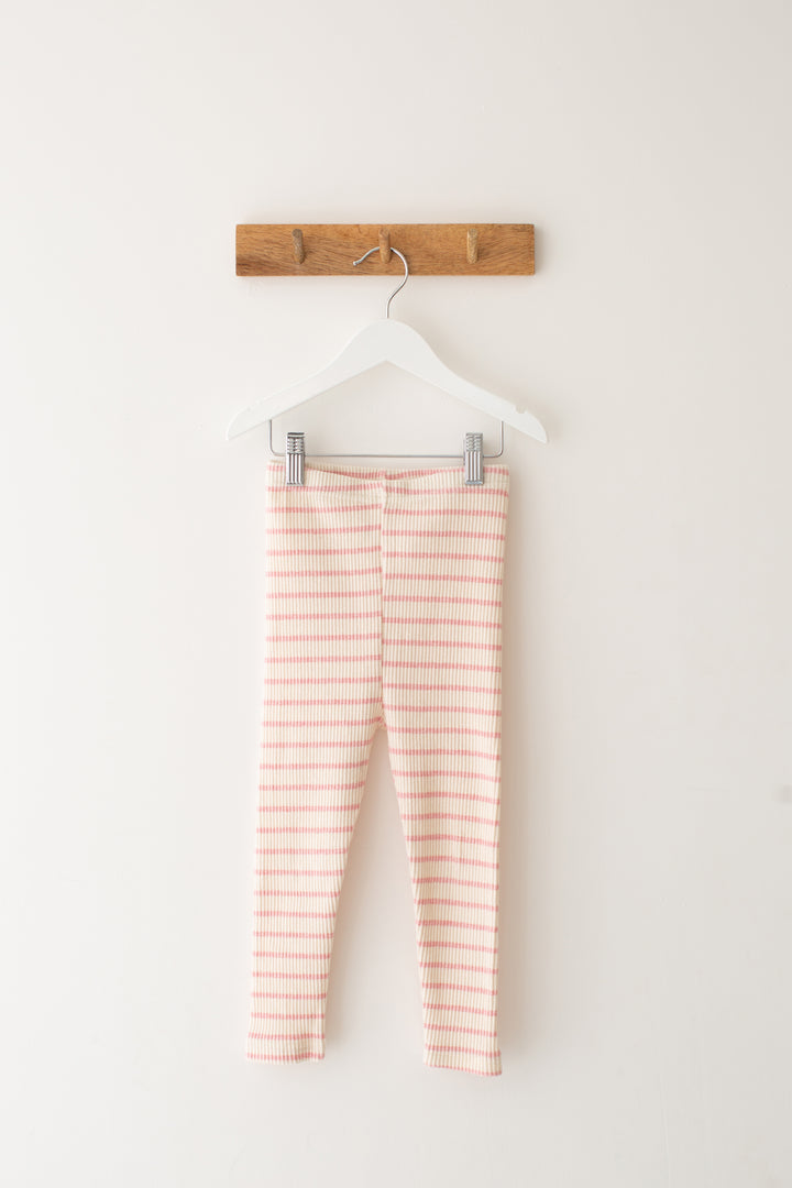 Pink striped Ribbed Leggings