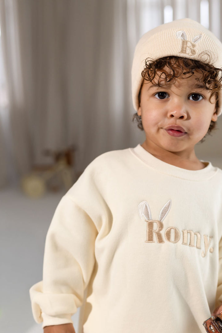 Bunny Name Oversized Fleece Sweatshirt - Embroidery
