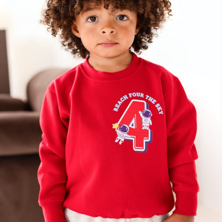 Space Birthday Red Sweatshirt - Print