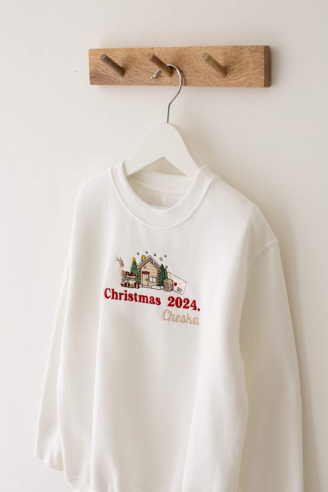 Christmas 2026 White Sweatshirt - Embroidered