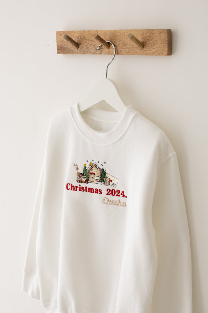 Christmas 2026 White Sweatshirt - Embroidered