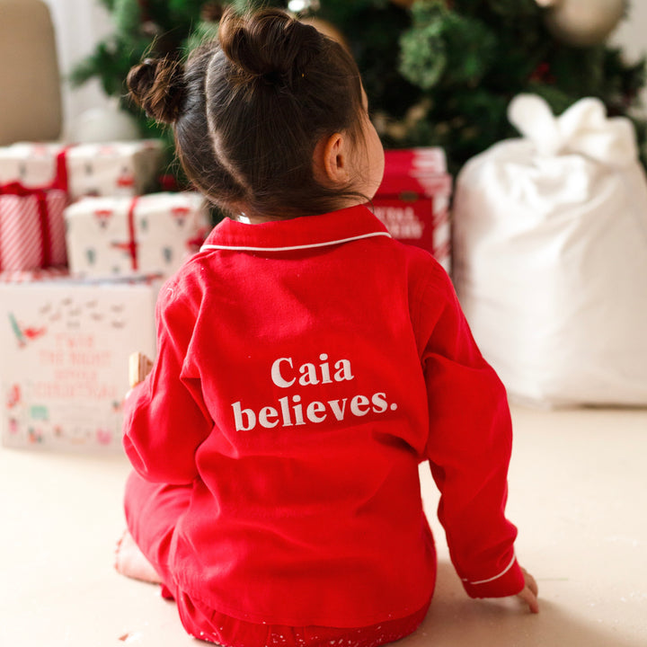 Name Believes Button up Set - Embroidered