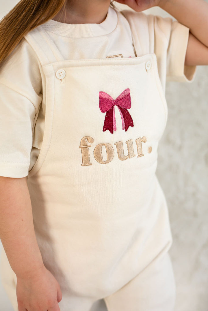 Bow Birthday Dungarees - Embroidered