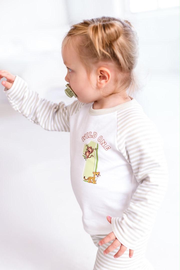 Safari Theme Birthday Stripe Pyjama Set - Print