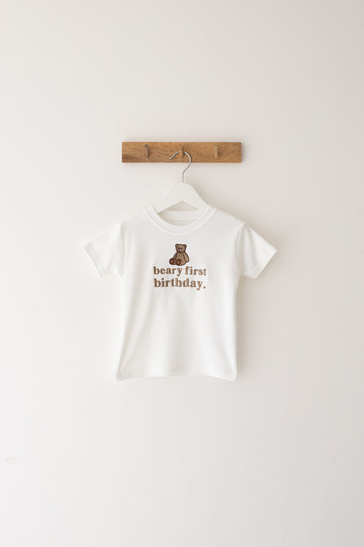 Beary First Birthday Tshirt - Embroidered Classic