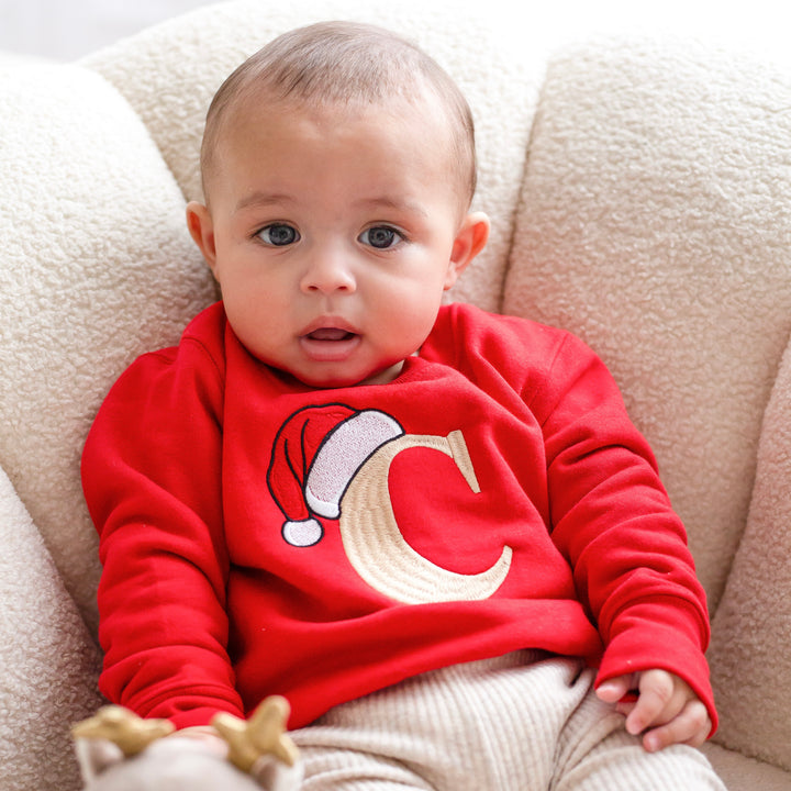 Santa Large initial Sweatshirt - Embroidered