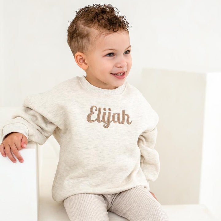 Oatmilk Oversized Sweatshirt - Italic Embroidery