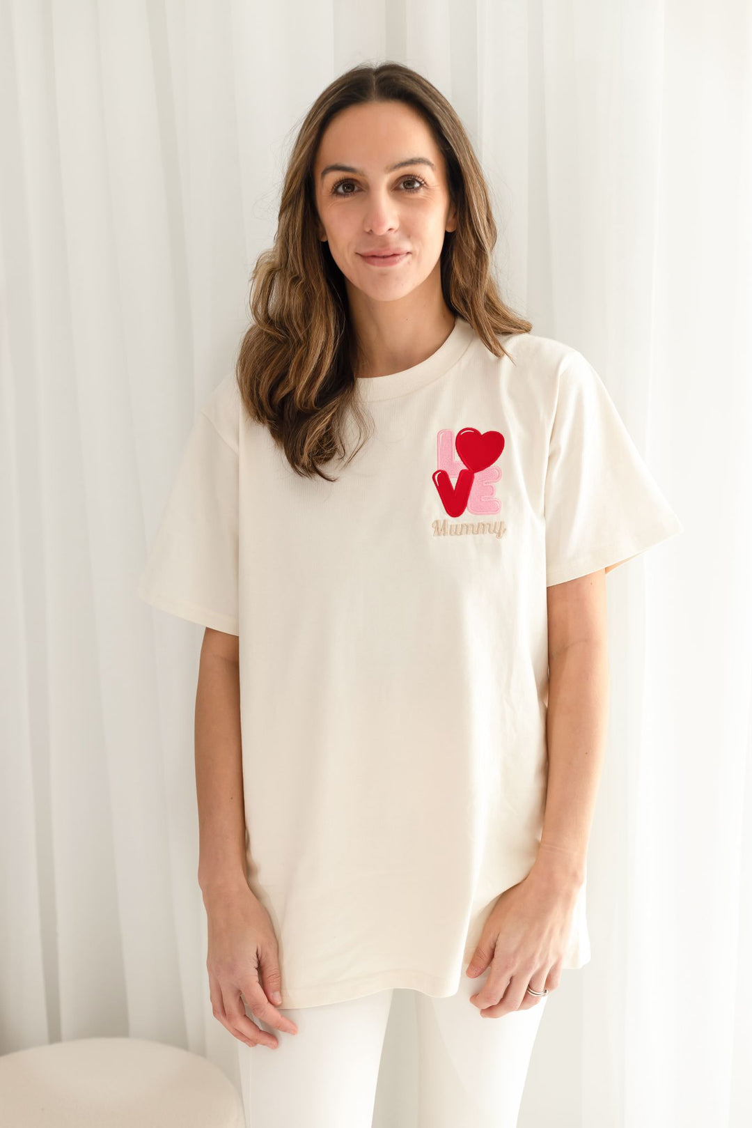 Personalised Adult Matching Vanilla Love Tshirt - Embroidered