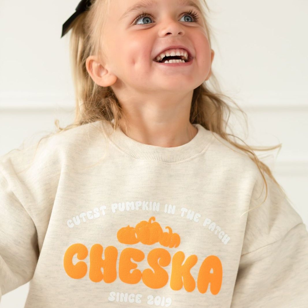 Pumpkin Oatmilk Oversized Sweatshirt - bubble print