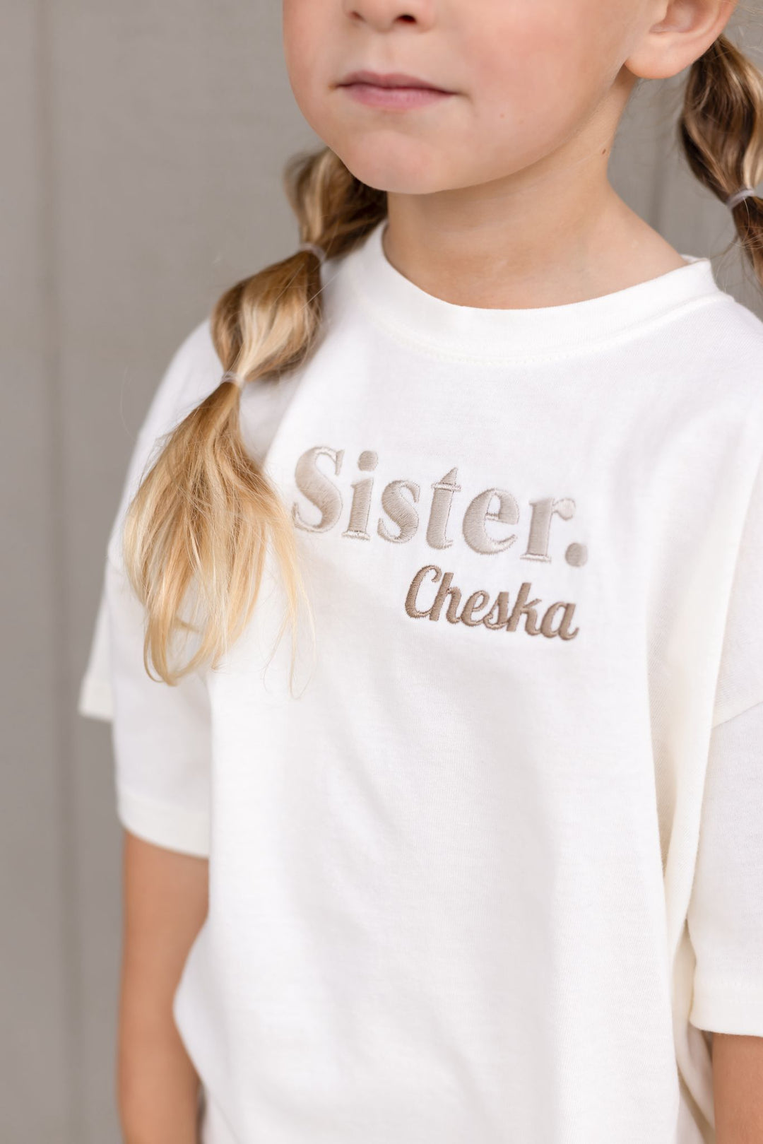 Sibling Name Premium Tshirt - Embroidered