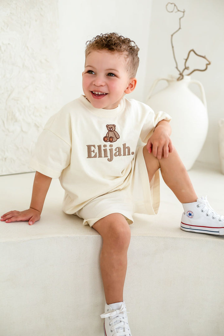 Name Bear Indi Elle Short Set - Signature Embroidered