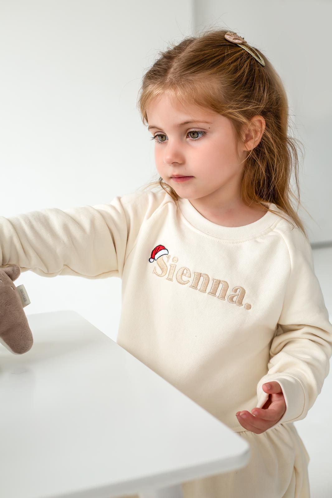 Name Santa Hat Sweatshirt Dress - Embroidered