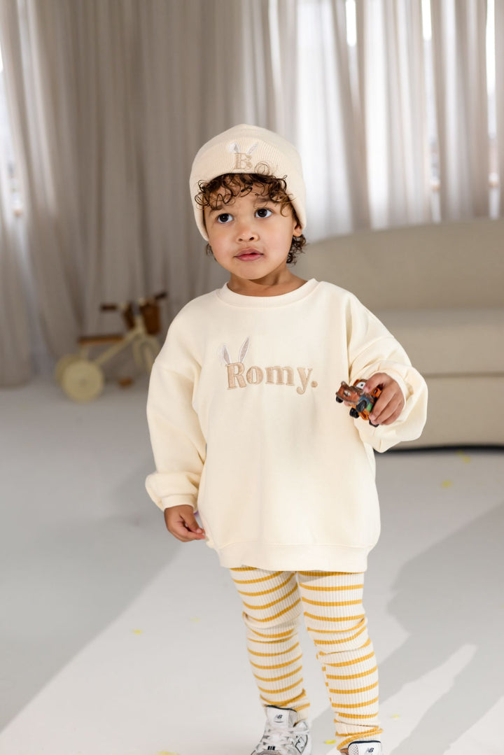Bunny Name Oversized Fleece Sweatshirt - Embroidery